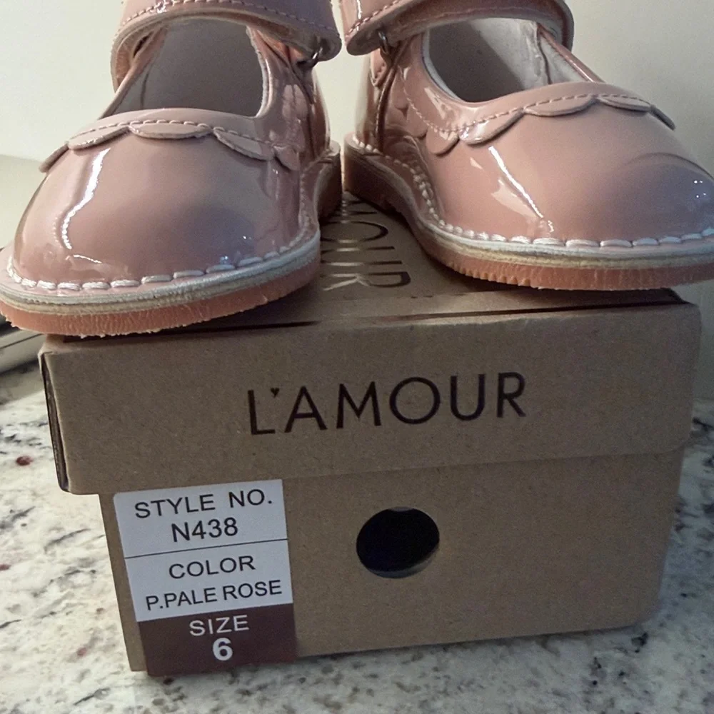 L'Amour Pale Rose Patent Mary Jane Girls Shoes